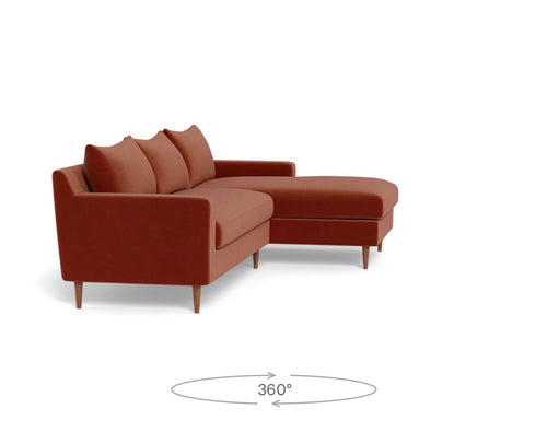 Interior Define Sloan Chaise Sectional - Rust Performance Velvet