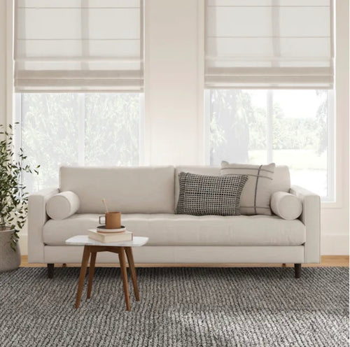 Sven 88" Tufted Sofa and Ottoman Set - Biscuit Cream