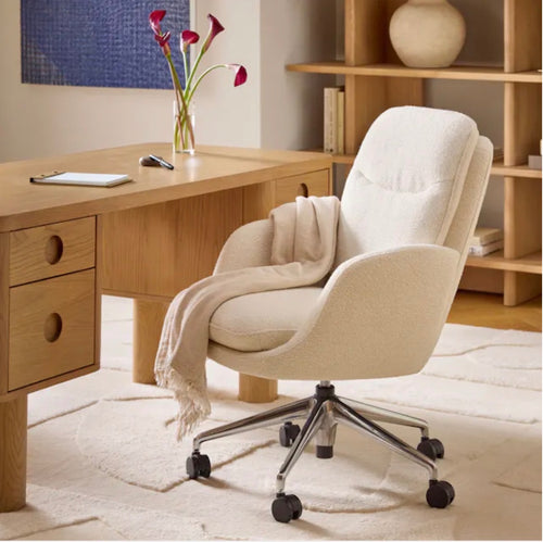 Bea Executive Office Chair - Ivory Wool Bouclé