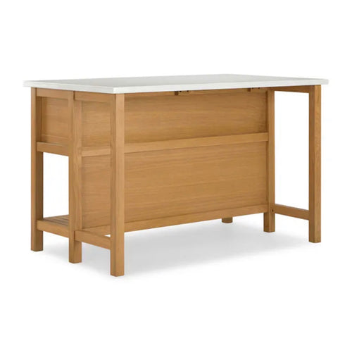 Quincy 57.5" Kitchen Island - Oak