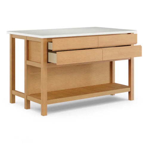Quincy 57.5" Kitchen Island - Oak