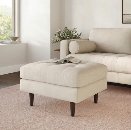 Sven 88" Tufted Sofa and Ottoman Set - Biscuit Cream