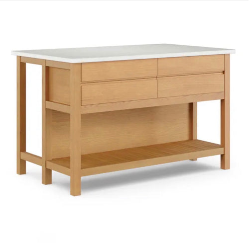 Quincy 57.5" Kitchen Island - Oak