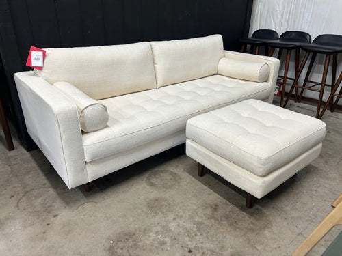 Sven 88" Tufted Sofa and Ottoman Set - Biscuit Cream