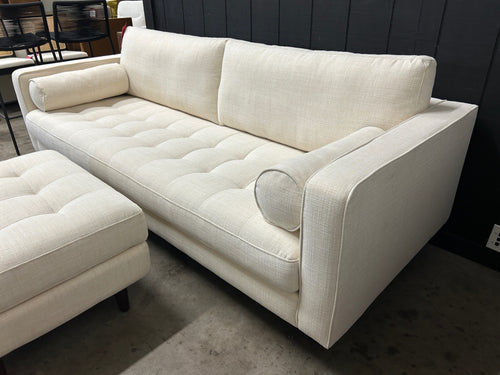 Sven 88" Tufted Sofa and Ottoman Set - Biscuit Cream