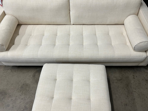 Sven 88" Tufted Sofa and Ottoman Set - Biscuit Cream