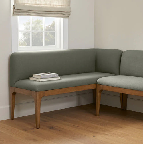 Rosin 56.75" Right Corner Banquette - Smoked Oak And Welsh Green
