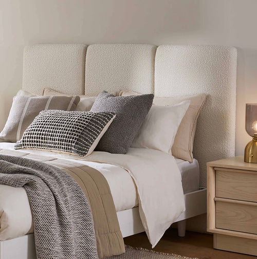 Noel Queen Tall Headboard - Lunaria White Bouclé
