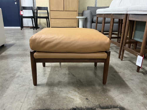Bavel 25" Leather Ottoman - Charme Tan