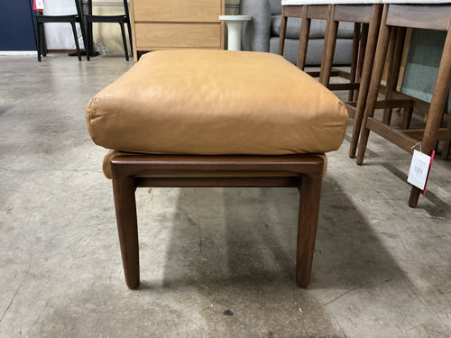 Bavel 25" Leather Ottoman - Charme Tan