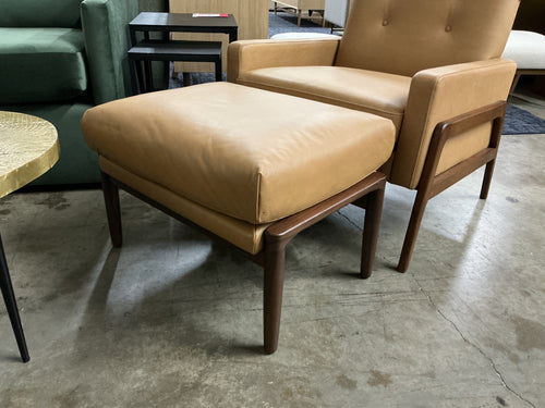 Bavel 25" Leather Ottoman - Charme Tan