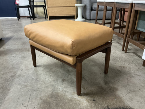 Bavel 25" Leather Ottoman - Charme Tan