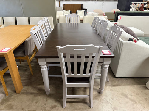 Jofran Orchard Park 9-Piece Dining Set - Brown and Soft Gray