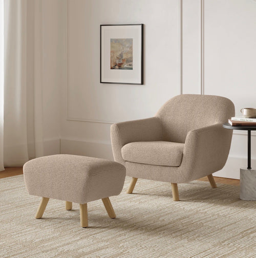 Gabriola 34" 4-Piece Lounge Chair Set - Sandstone Wool Bouclé