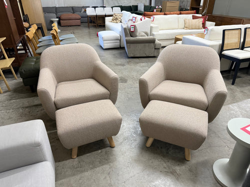 Gabriola 34" 4-Piece Lounge Chair Set - Sandstone Wool Bouclé
