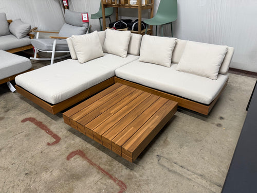 Lubek 82.5" Outdoor Low Left Sectional Set - Dravite Ivory