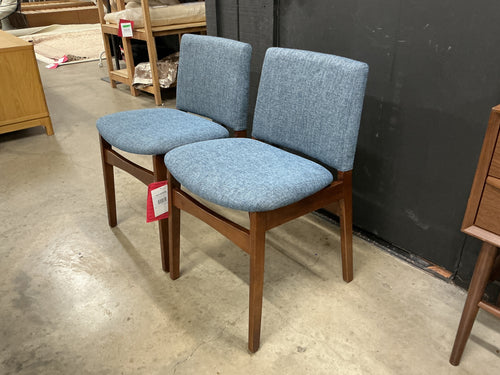 Pair of Nosh Dining Chairs - Walnut And Denim Blue