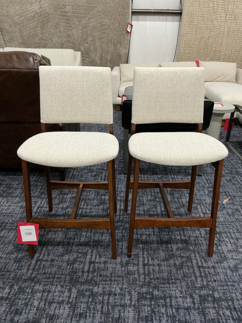 Pair of Nosh Counter Stools - Walnut And Chalk Gray