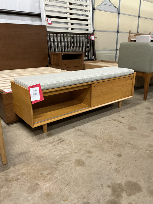 Nederin 55.5" Storage Bench - Oak And Rain Cloud Gray