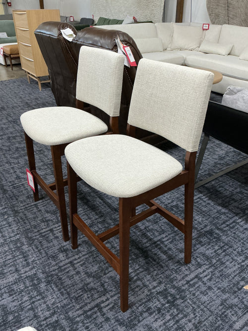 Pair of Nosh Counter Stools - Walnut And Chalk Gray