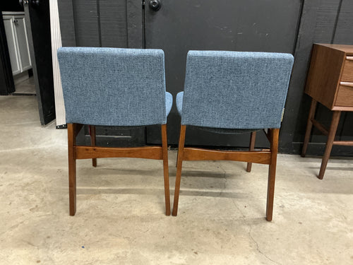Pair of Nosh Dining Chairs - Walnut And Denim Blue