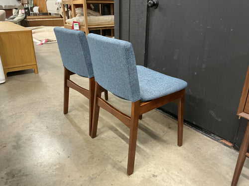 Pair of Nosh Dining Chairs - Walnut And Denim Blue