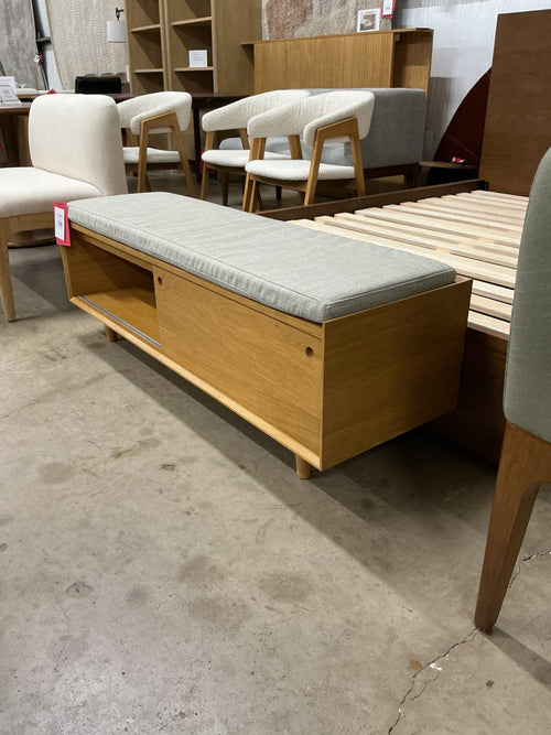 Nederin 55.5" Storage Bench - Oak And Rain Cloud Gray