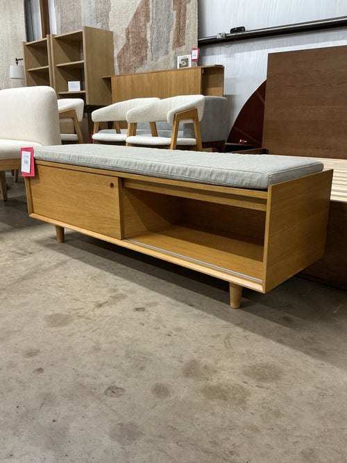 Nederin 55.5" Storage Bench - Oak And Rain Cloud Gray