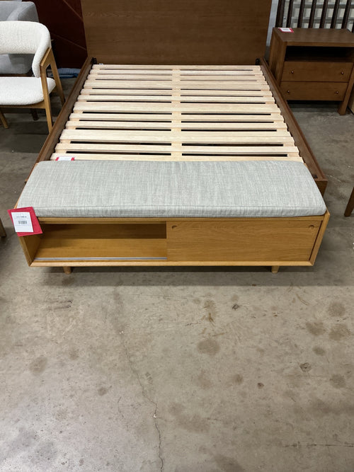 Nederin 55.5" Storage Bench - Oak And Rain Cloud Gray