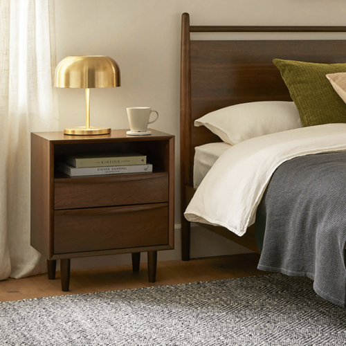 Lenia 2-Drawer Nightstand - Walnut