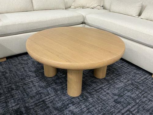 Adel 35" Round Coffee Table - White Oak
