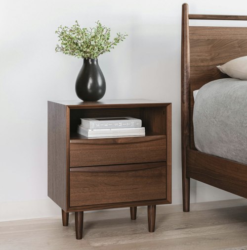 Lenia 2-Drawer Nightstand - Walnut