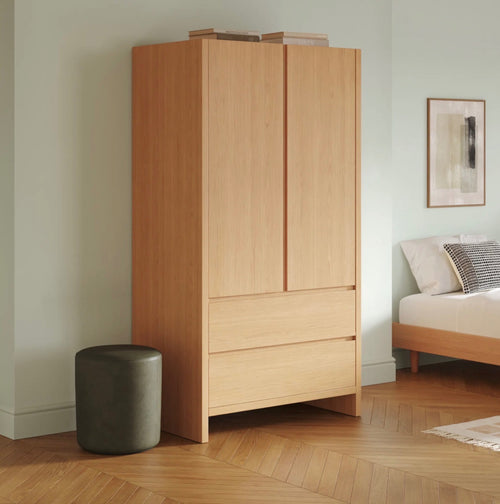 CLEARANCE Leif Armoire - Smoked Oak and White Oak