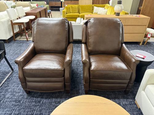 Pair of BarcaLounger Ashebrooke Leather Manual Recliners - Walnut