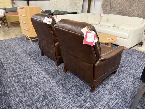 Pair of BarcaLounger Ashebrooke Leather Manual Recliners - Walnut