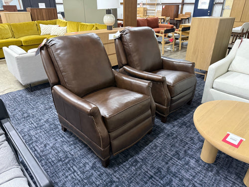 Pair of BarcaLounger Ashebrooke Leather Manual Recliners - Walnut
