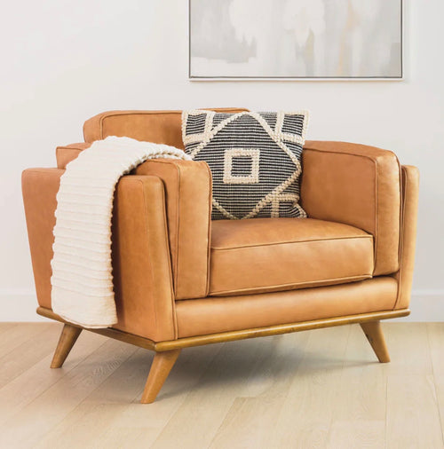 Timber 41" Leather Lounge Chair - Charme Tan