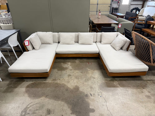 Lubek Outdoor Low Sectional - Dravite Ivory