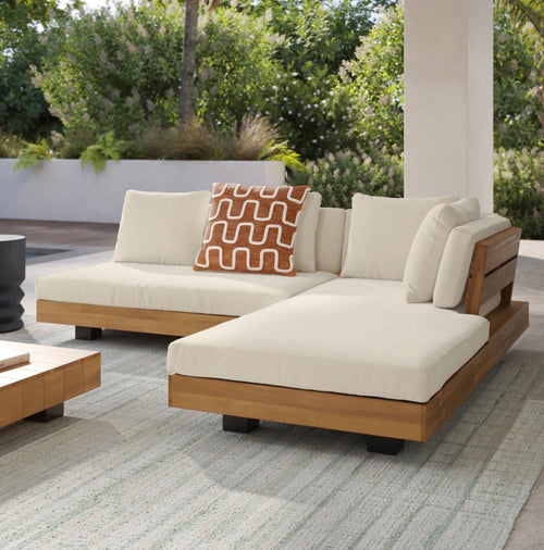 Lubek Outdoor Low Sectional - Dravite Ivory