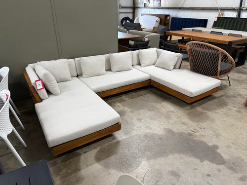 Lubek Outdoor Low Sectional - Dravite Ivory