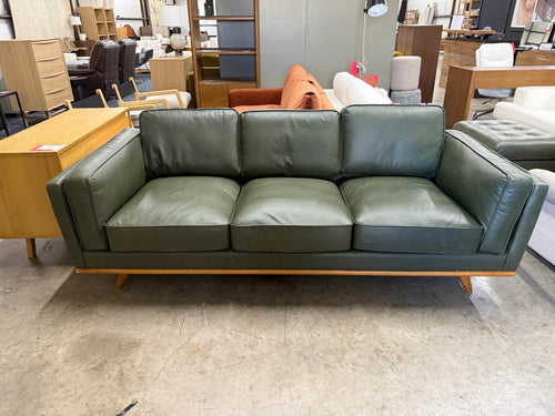 Timber 90" Leather Sofa - Charme Green