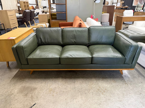 Timber 90" Leather Sofa - Charme Green