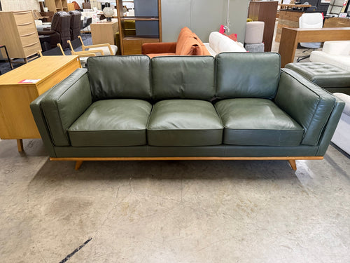 Timber 90" Leather Sofa - Charme Green