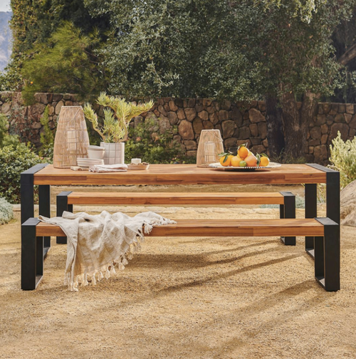 Lubek 94.5" Outdoor Dining Set - Tuscan Brown