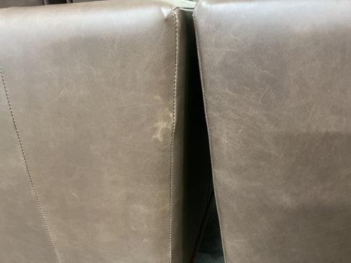 Pair of Timber 41" Leather Lounge Chairs & Ottoman Set - Charme Chocolat