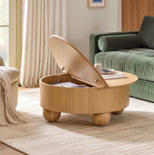 Sigrid 42.5" Storage Coffee Table - White Oak