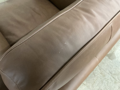 Pair of Timber 41" Leather Lounge Chairs & Ottoman Set - Charme Chocolat