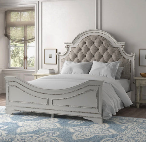 Bison Commerce Magnolia Manor King Upholstered Bed - Antique White
