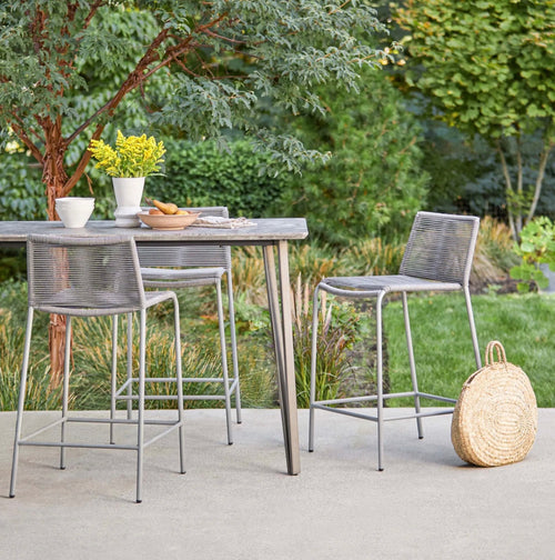 Set of 3 Zina Outdoor Counter Stools - Heathered Gray