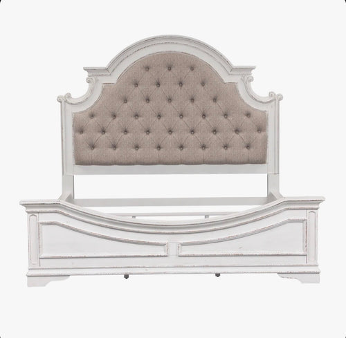 Bison Commerce Magnolia Manor King Upholstered Bed - Antique White